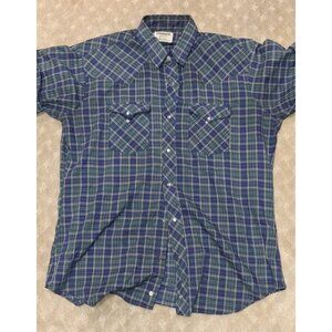 Vintage Roddock Pearl Snap Western Shirt Mens USA Made Plaid Rockabilly 90s